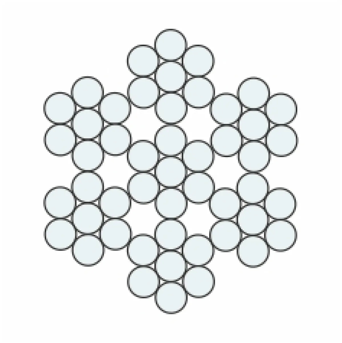7x7 rozsdamentes acélsodronykötél keresztmetszet 7x7 szerkezetű AISI 316 fél-flexibilis rozsdamentes acélsodronykötél keresztmetszeti rajza