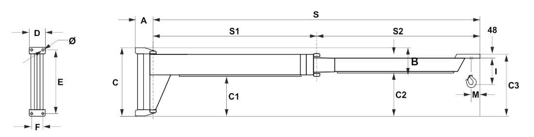 csuklósgémes forgódaru méretei