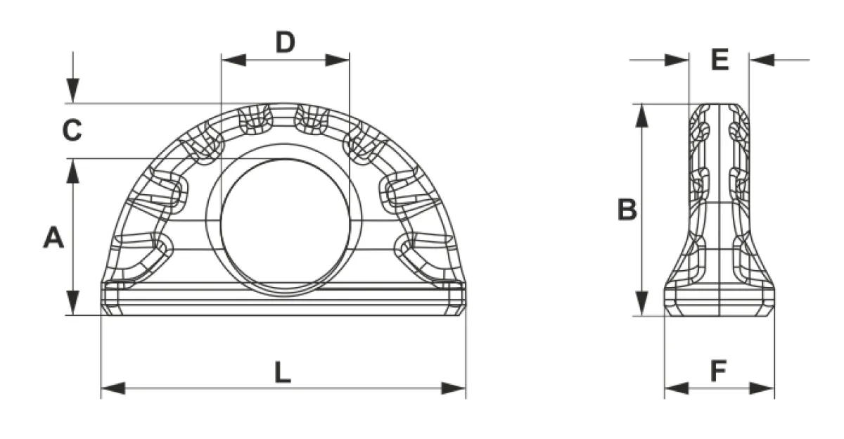 Cartec C 838X hegeszthető emelőelem szerkezeti méretrajza Cartec C 838X fixen felhegeszthető emelőfül elölnézeti és oldalnézeti komplex műszaki méretrajza a szerkezeti méretekkel | Texem