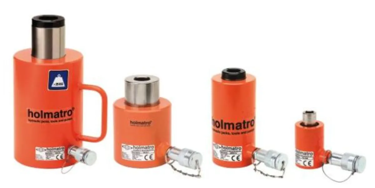 Holmatro HHJ átmenő furatos üreges dugattyús hidraulikus munkahengerek | Texem Holmatro HHJ szériás 720 bar munkanyomású, nagyszilárdságú acélházas, átmenő furatos üreges hidraulika hengerek csoportképe | Texem